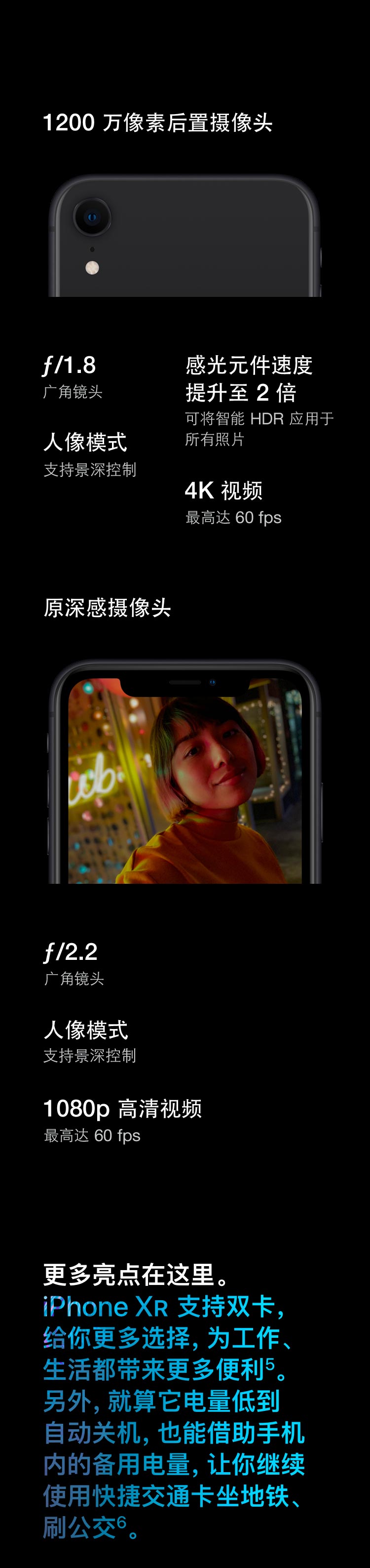 Apple iPhone XR (A2108) 64GB 蓝色 移动联通电信4G手机 双卡双待